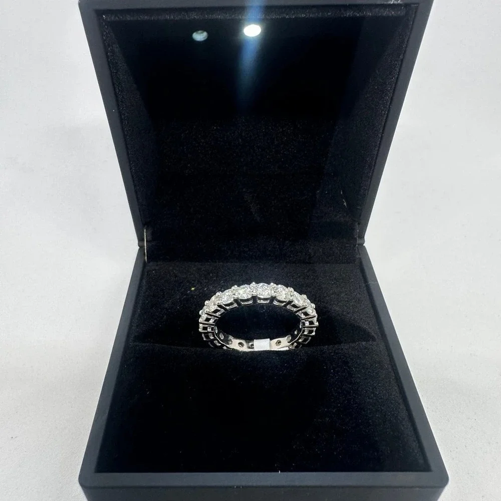 Moissanite Diamond Ring Eternity Wedding Band Anniversary Brilliant 2 Ct Size 7